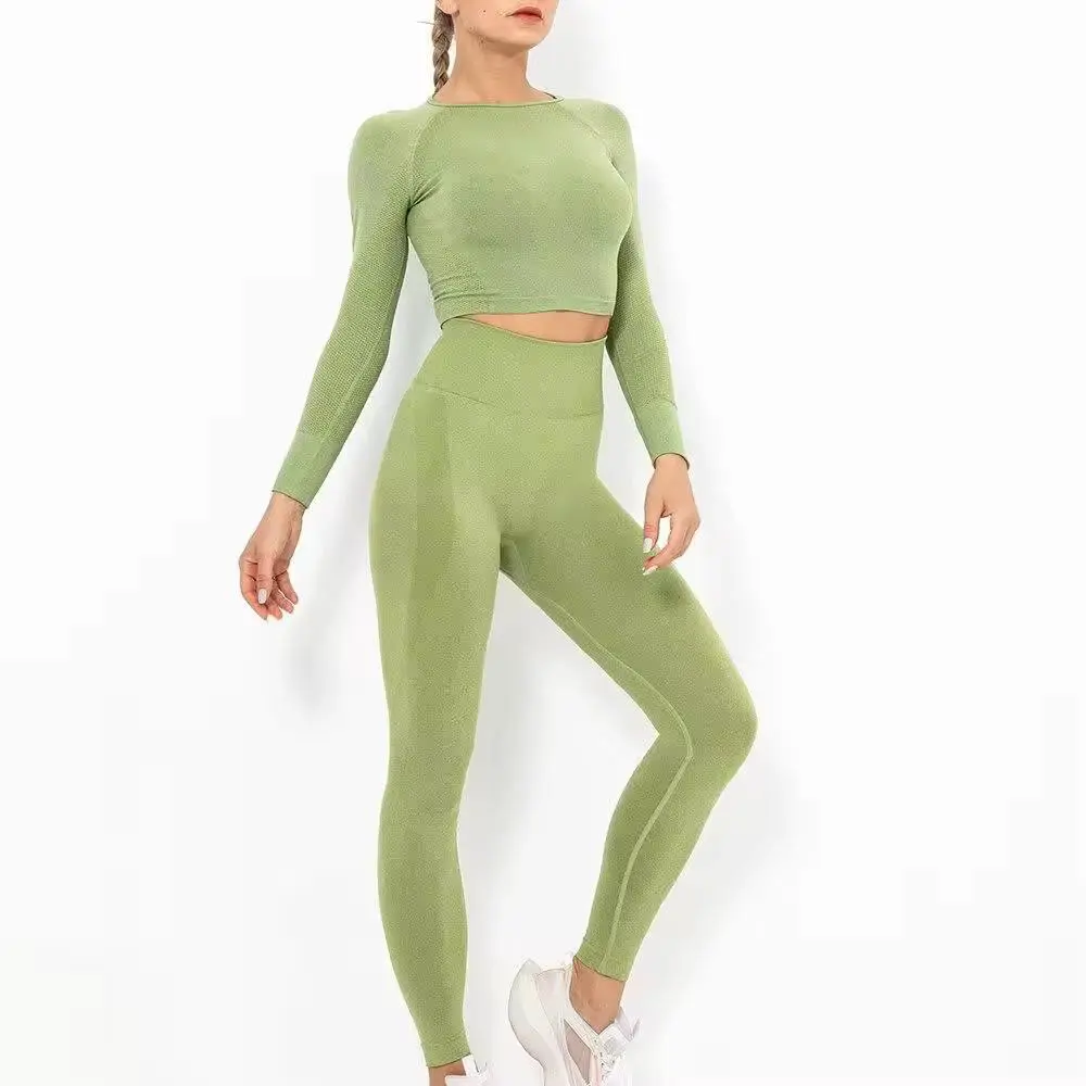 Breathable Women Long Sleeve Fitness Top Custom Slim Fit Ruched Tight Design Gym Training Outdoor Yoga Sets