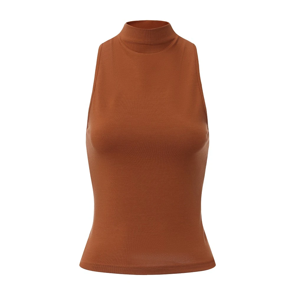 Women New Flex Sleeveless Athletic Tank Top Shirts High Stand Neck Tshirt for Yoga Running Fitness Exercise