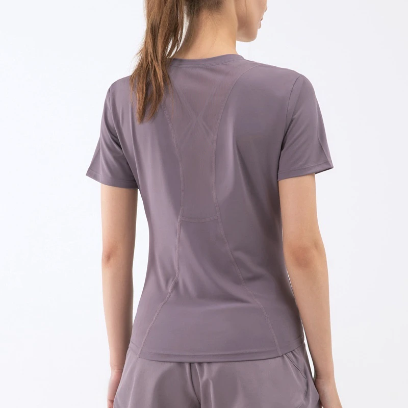 European American Women's Sports Cover-Up New Style Breathable Fitness T-Shirt Casual Loose Running Waist-Cinching Yoga Top