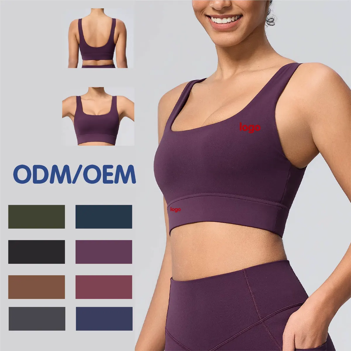 Custom Logo Women Sports Bra High Impact Yoga Bra Padded Fitness Workout Top Gym Wear Sportswear
