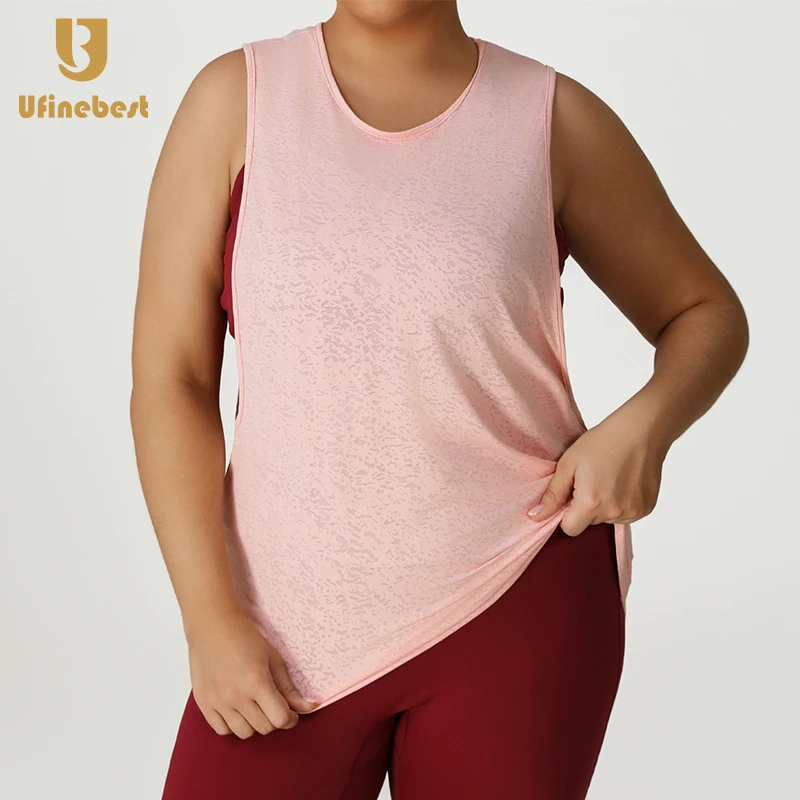 Women's Oversized Sleeveless Casual Sport Top Round-Neck Breathable Yoga Vest for Running Training Front Logo Smock