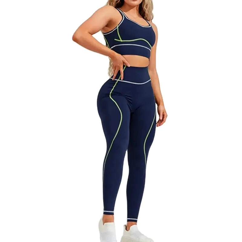 Gym Set Women Sportswear Two Piece Exercise Leggings Fitness Wear 100% Polyester Spandex Yoga Sets Sports Suits Custom Yoga Sets