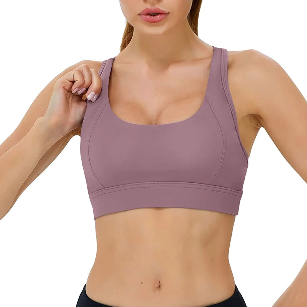 Best Quality Plus Size Women's Sports Bra Custom Logo Breathable Quick Dry Medium Support Yoga Spandex/Nylon Solid Color 2026