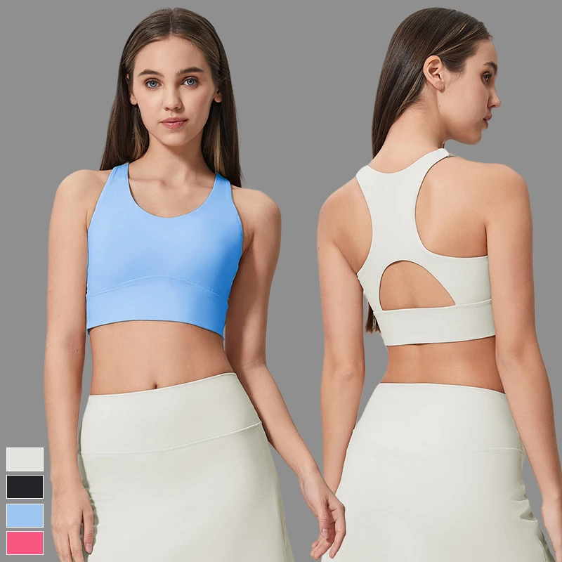 Wholesale Breathable Racerback Fitness Yoga Bras Hollowed-Out Running Underwear High Support Shockproof Sports Bra For Women