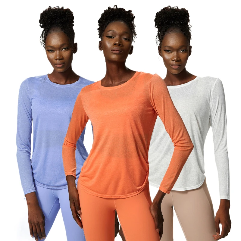 Women's Long Sleeve Workout Shirts Lightweight Loose Fit Yoga Tops Sports Running T-shirt Breathable Athletic Top