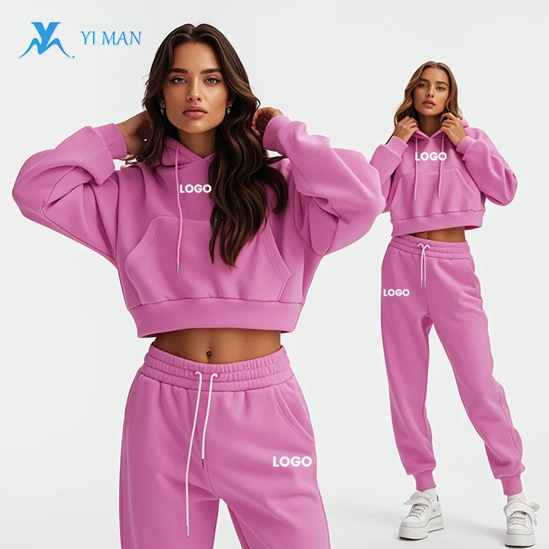 OEM Custom Round Neck Fitness Woman Sportswear Two Piece Sports Running Tracksuit Casual Activewear Sets For Women