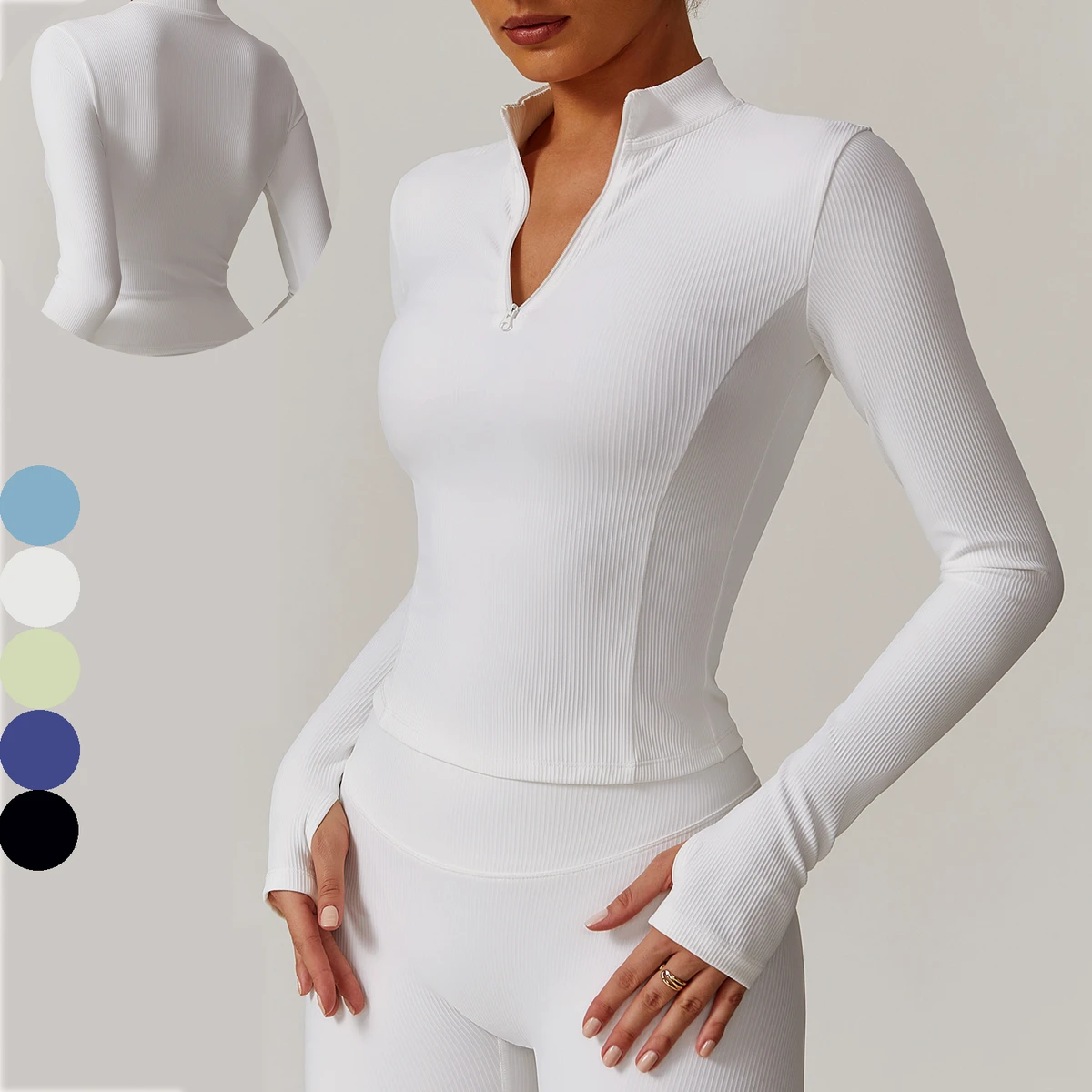 Custom LOGO Half Zipper Womens Slim Fit Long Sleeve Breathable Running Yoga Sport T-shirt