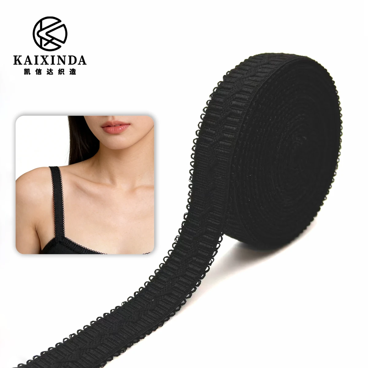 Wholesale1.5cm High-quality Nylon Comfort Plush Soft Picot Edge Striped Elastic Band Bra Strap Clothing Underwear Accessories