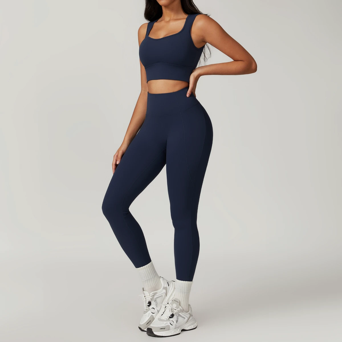 Custom Two Piece Sets Quick Dry Sports Bra Women Gym High Waist Wide Yoga Trousers Activewear Set