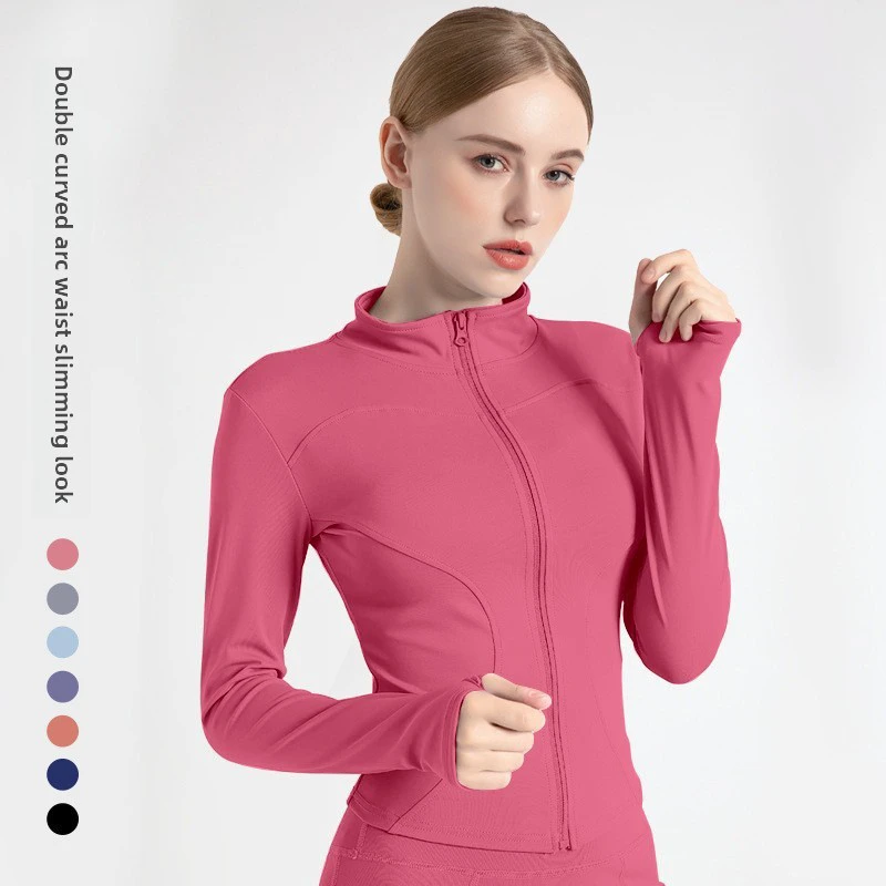 High Elastic Stand Collar Printed Yoga Tops Slim Fitness Sports Outwears Breathable Sportwear Loose Fitness Clothes