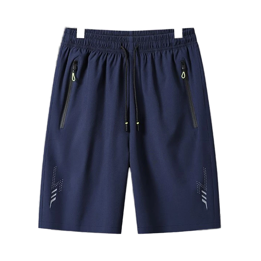 Men's Summer Casual Sports Shorts Elastic Waist Quick-Drying & Breathable Solid Pattern Thin Running Fitness Shorts Plus Sizes