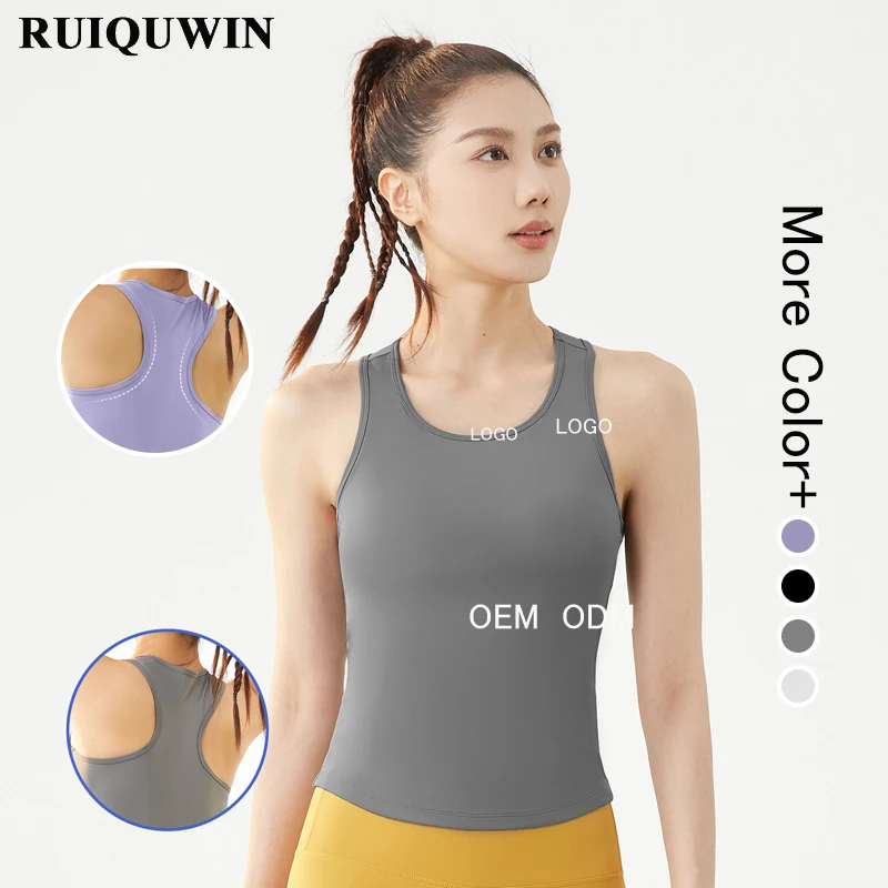 RUIQUWIN Custom Ladies Activewear Workout Clothing Round Neck Plus Size Sleeveless Tops Sports Yoga Fitness Tank Tops for Women