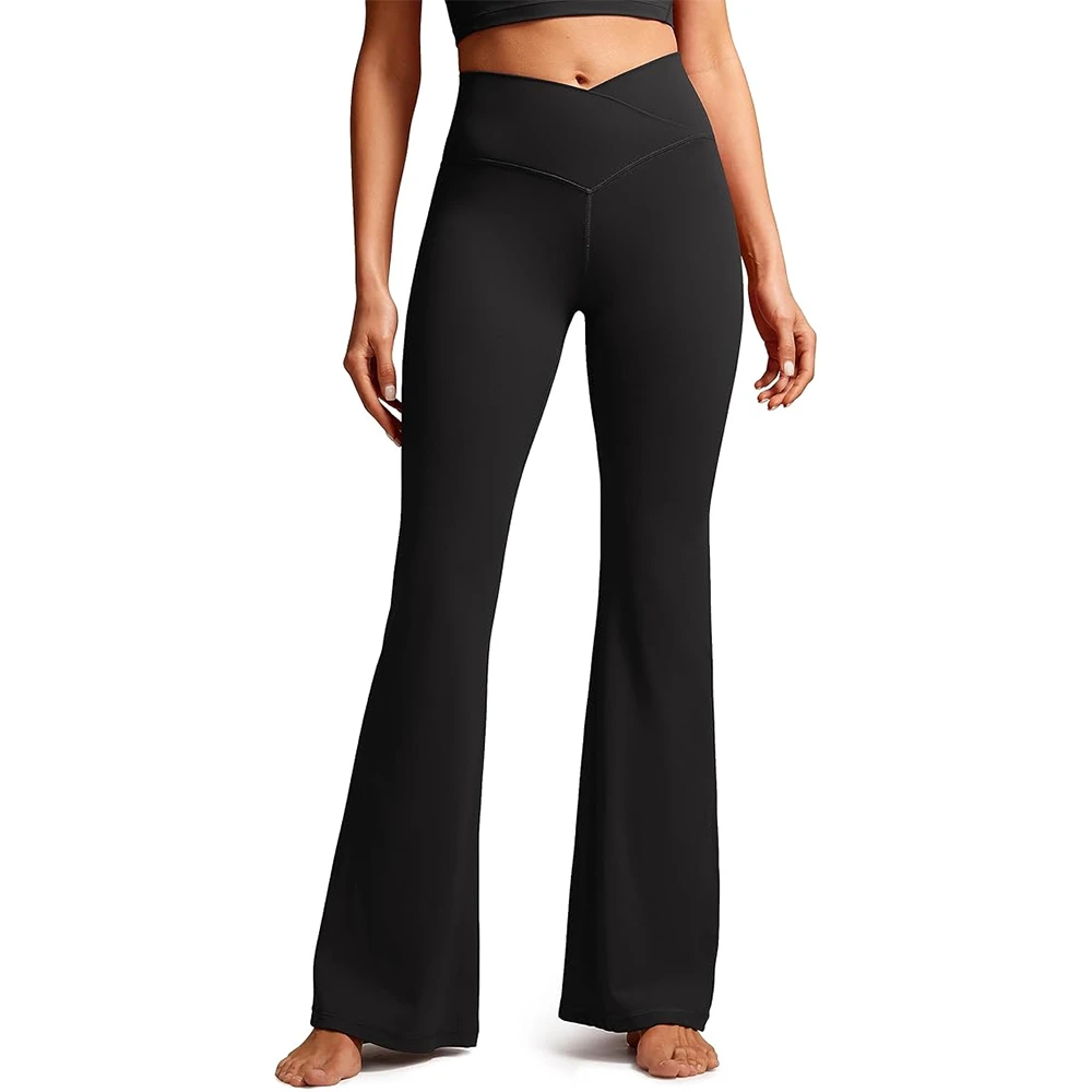 High Elastic Slim Fit Yoga Leggings Flared Wide Leg Seamless Breathable Anti-Bacterial Compression Sweat Wicking Quick Dry High