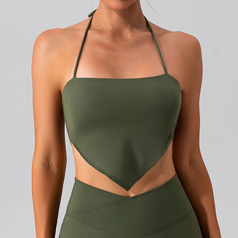 SHINBENE Wholesale Sexy Halter Neck Light Support Yoga Bra Sports Bra for Women