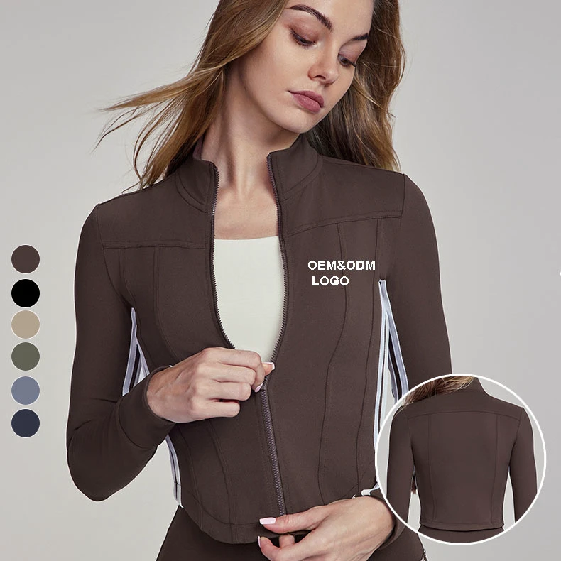 High Quality Advanced Sense Slim Standing Collar Zipper Top Ladies Lulu Sports Long-Sleeved Yoga Jacket Fitness Coat