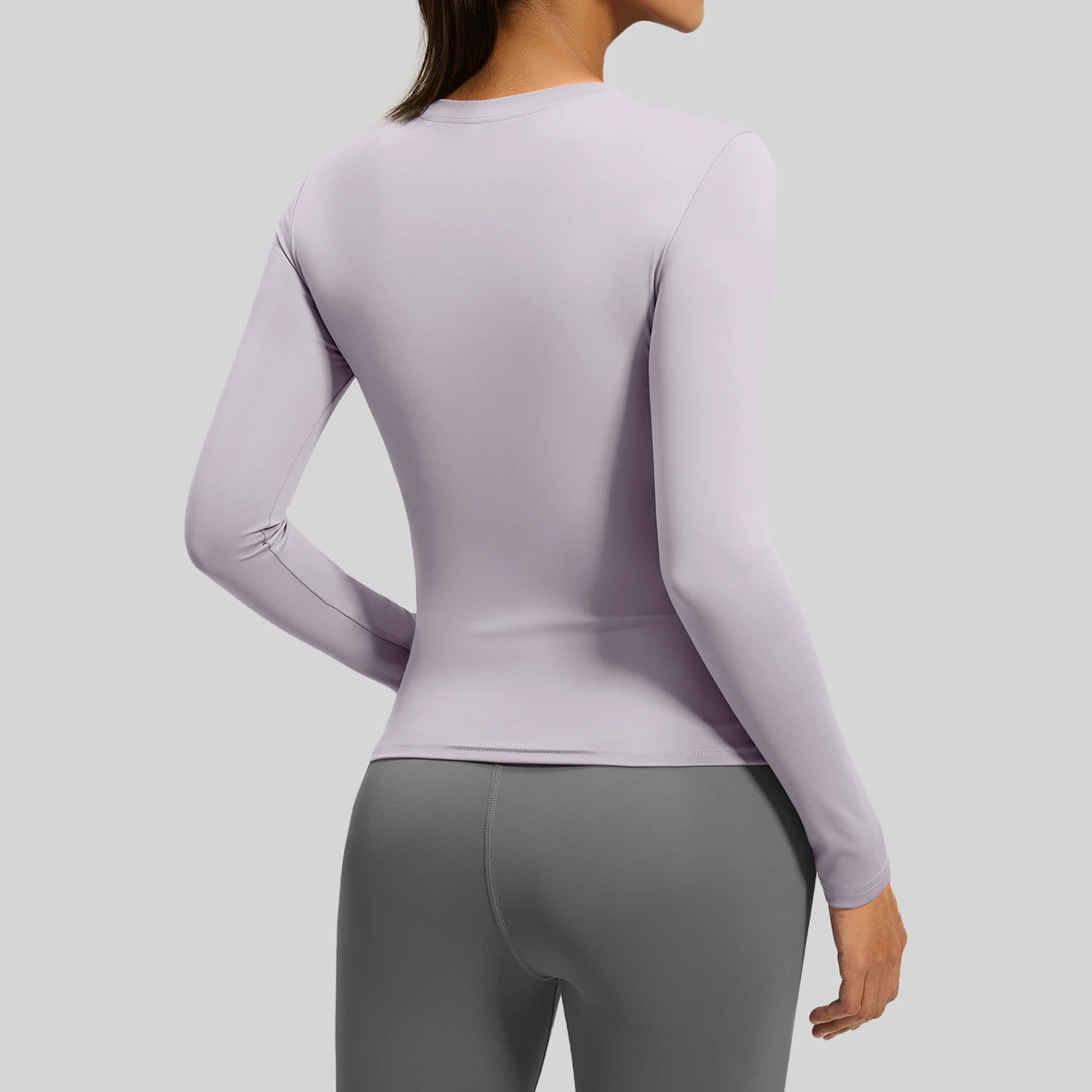Women's Round-Neck Slim-Fit Lightweight Soft Breathable Sweat-Wicking Quick Dry Long-Sleeved Yoga Fitness Sports T-Shirt