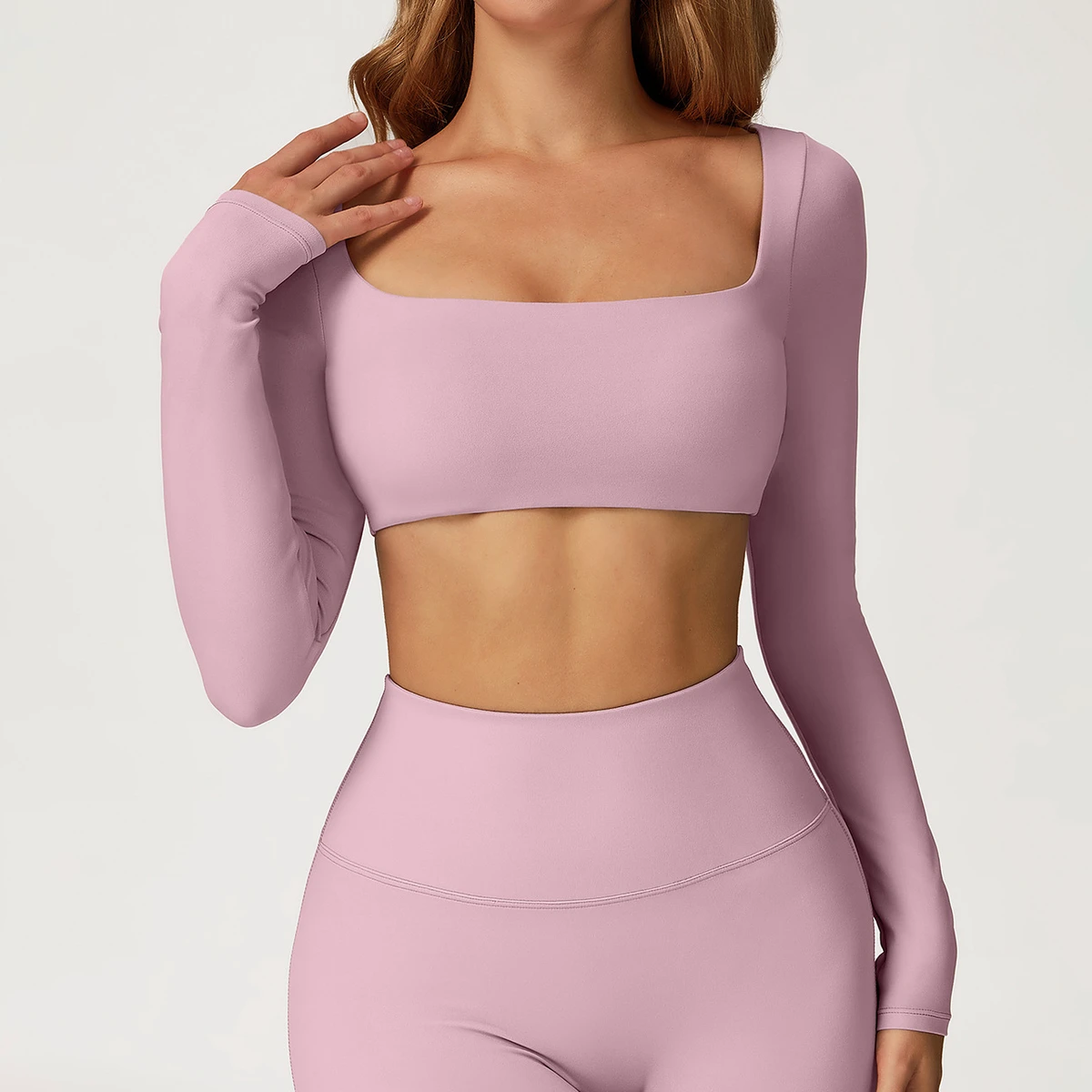 XW-CCX8232 Gym Fitness Wear High Elastic Tight Clothes Jogging Slim Sport Comfortable Essentials Yoga Long Sleeve Tops