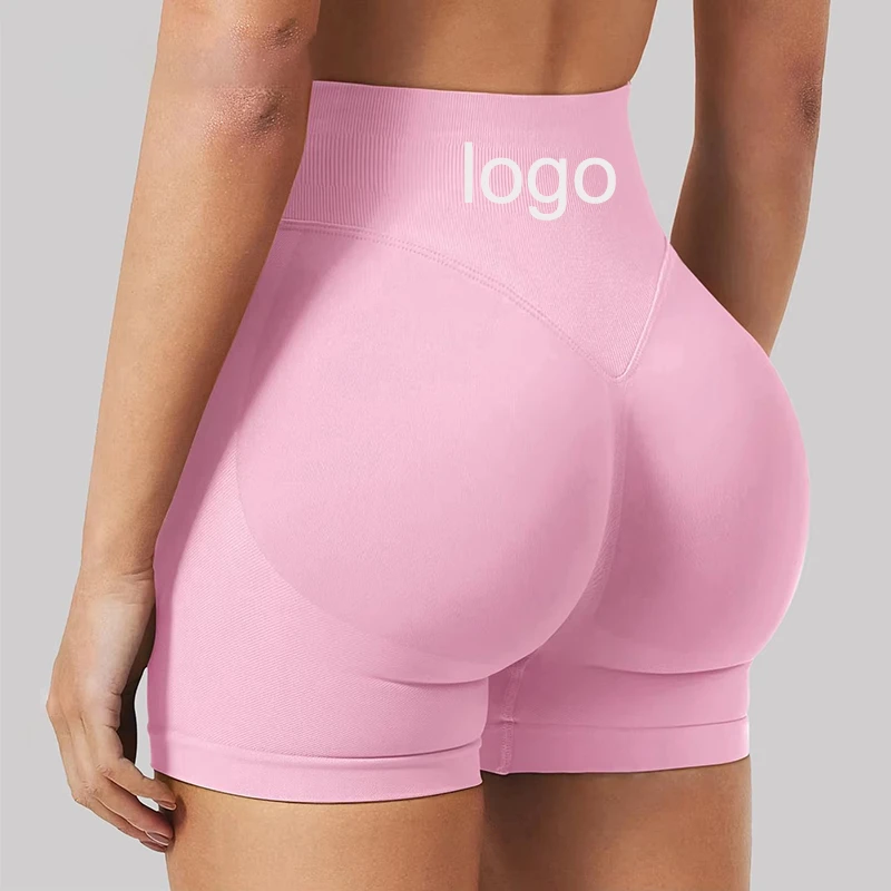 Custom Women Short Seamless High Waist Scrunch Hip Lift Slim Active Wear Gym Clothes Fitness Yoga Sports Apparel Clothing Set