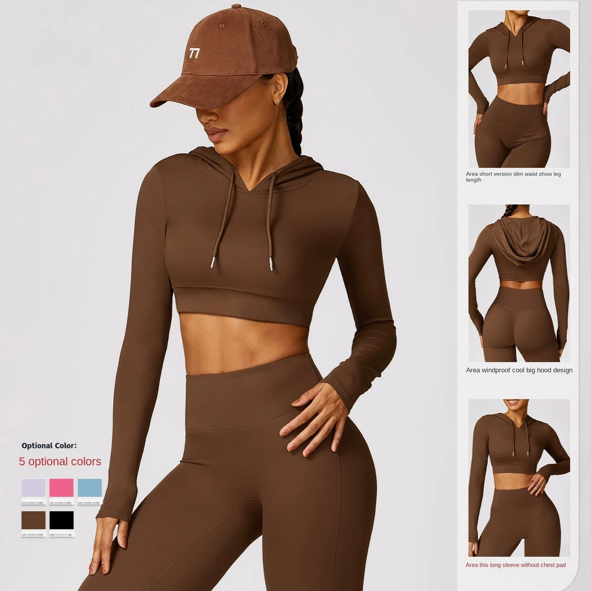 2024 New Design Wholesale Women Workout Top Hooded Quick Drying Long Sleeved Yoga Suit Custom Logo High Quality Sports Running