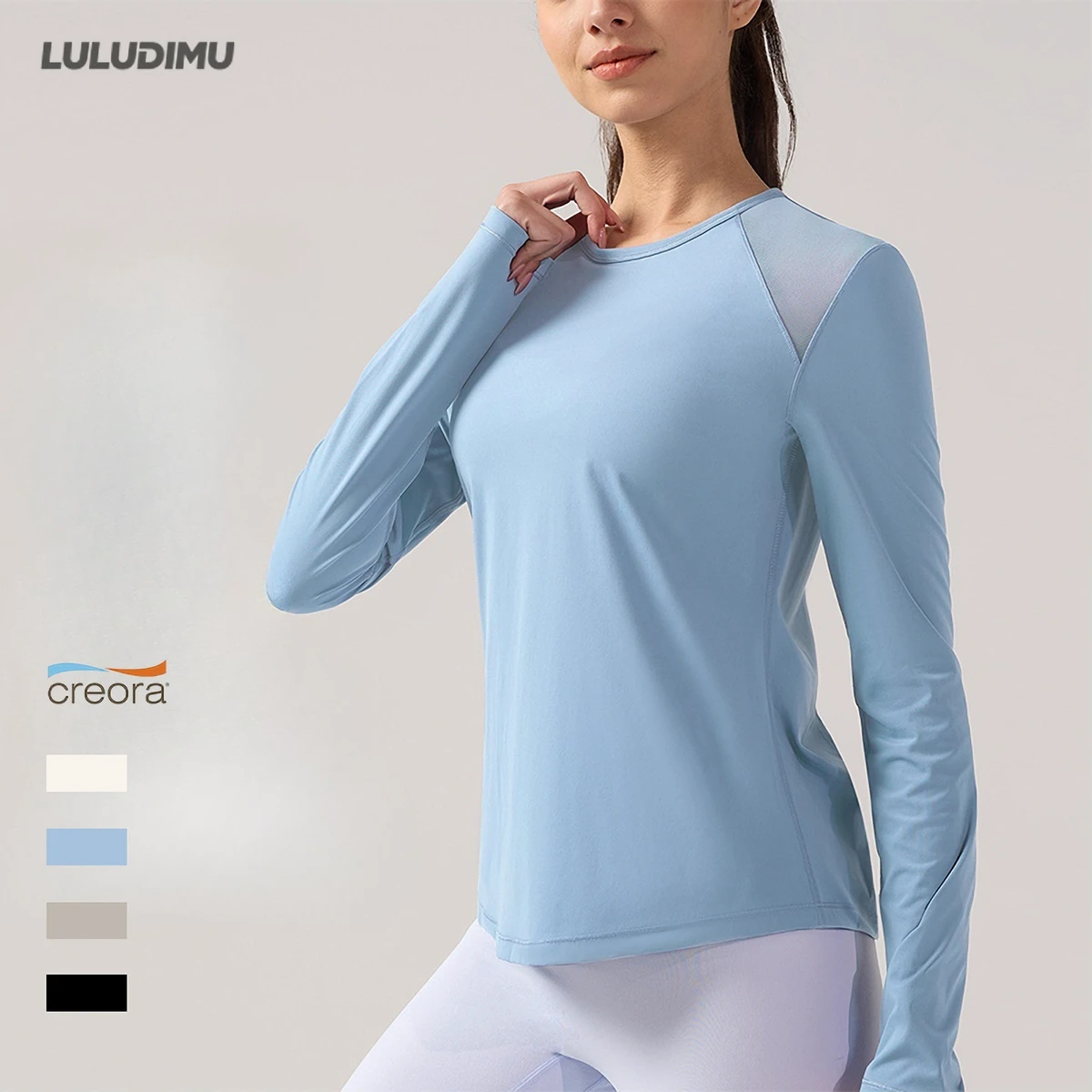 Lulu Women's Plus Size Mesh Lightweight Four-Way Stretch Long Sleeve Sports Top Quick-Dry Breathable Yoga Tee Crew Neck Casual