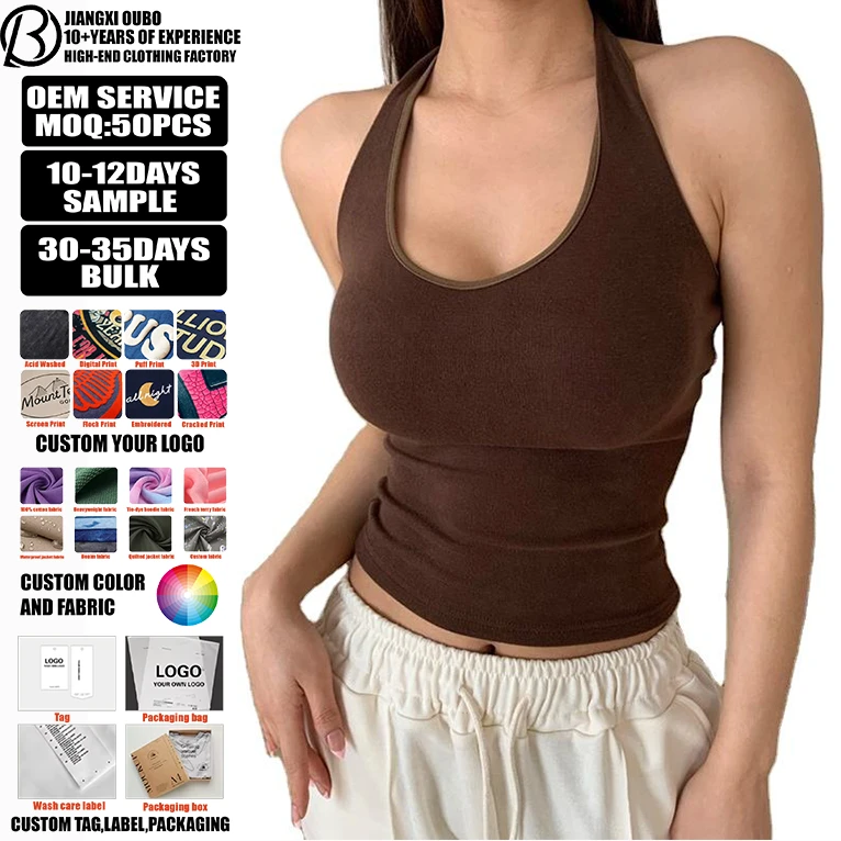 Custom Summer Women's Halter Top Velvet Sports Women's Short Women's Fitness Halter Sleeveless Vest