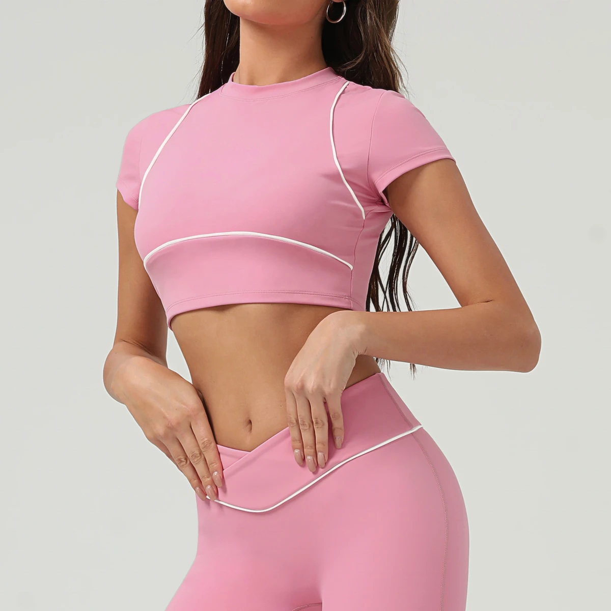 Wholesale Breathable Spandex/nylon Sports Top Short Sleeve Running&Yoga Top Vest