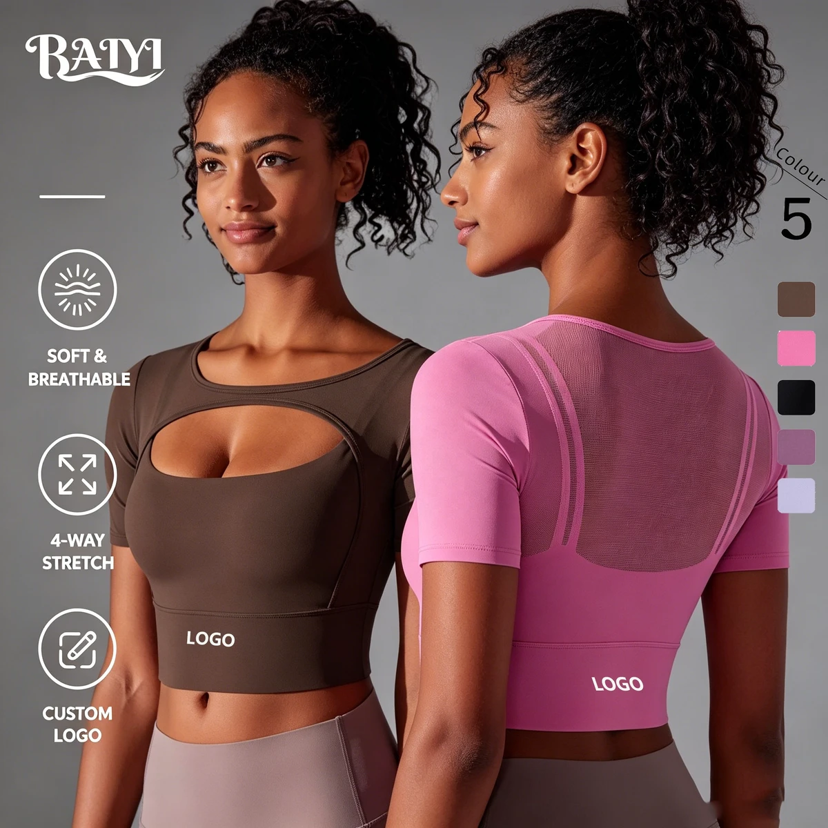 Custom logo Women's Sports Yoga Top Mesh Back Short Sleeve Workout TShirt Breathable Athletic Tops for Pilates Gym Oem Wholesale