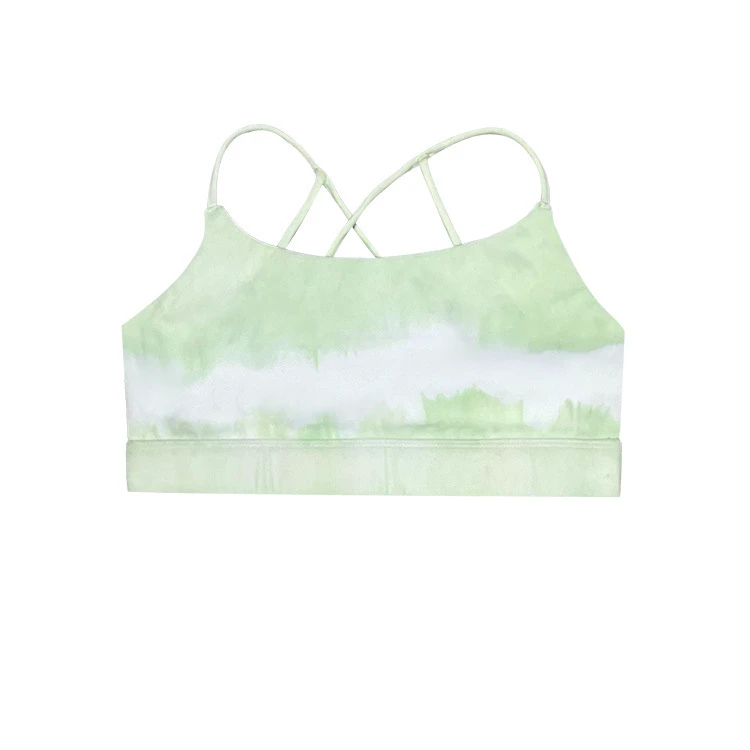 Custom logo Nylon Spandex Soft Printed Kid's Crisscross Back Bras Girls Dance Athletic Gym Bra Custom Sports Top Bra for Kids