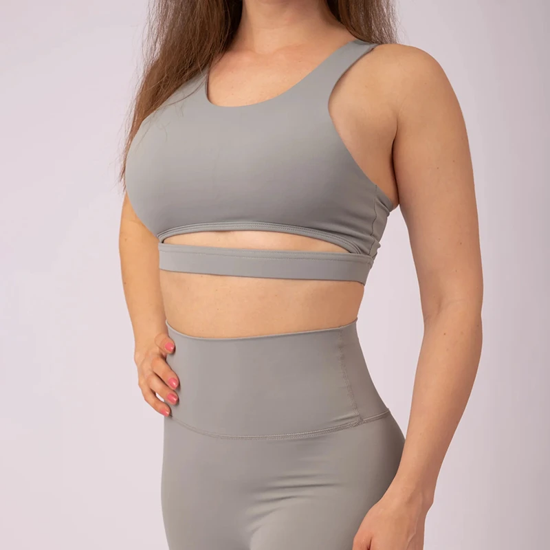 Activewear Yoga Outfit Hollow Out Fitness TOP Soft Nylon Spandex High Impact Neck U Back Compression Running Yoga Sports Bra