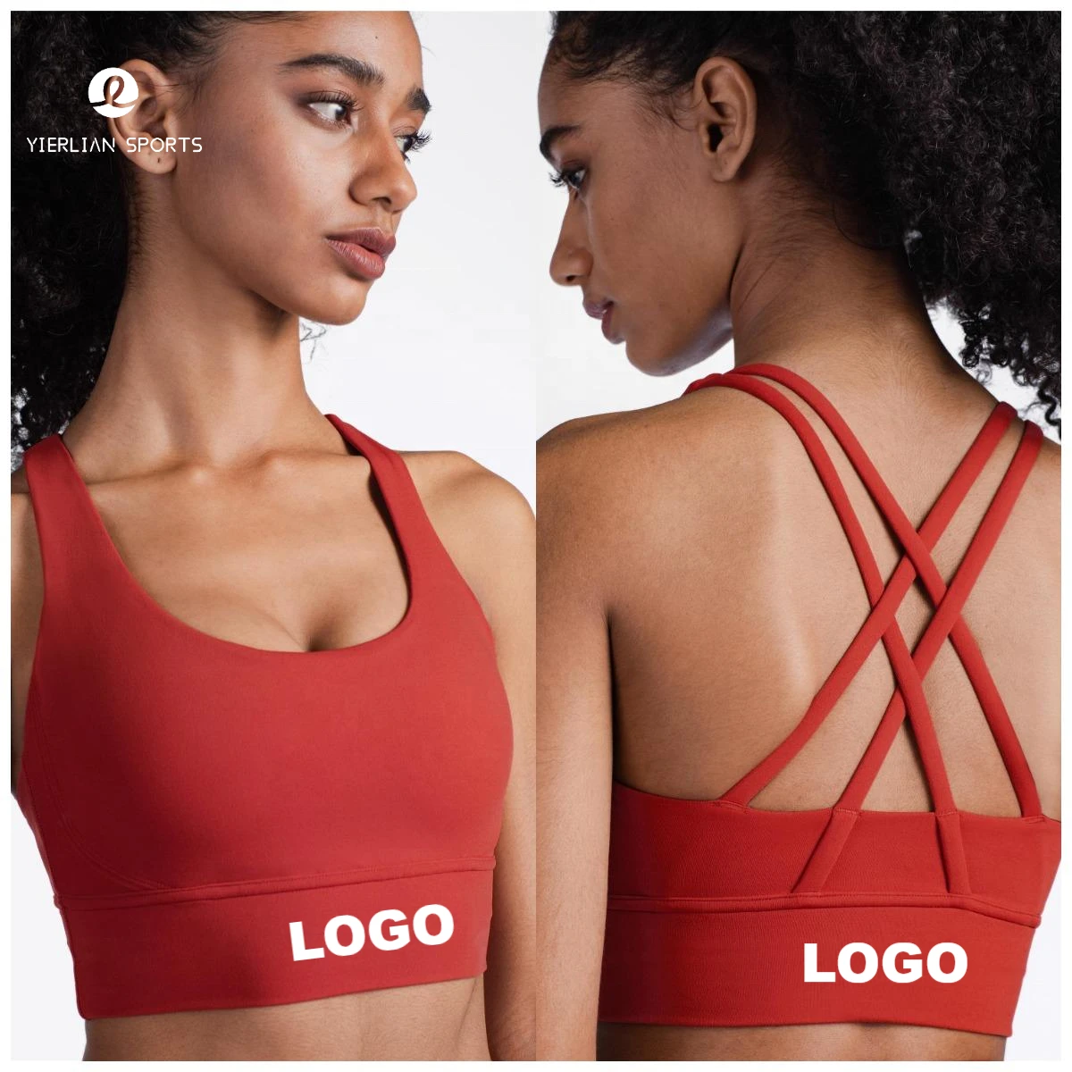 Women's Strappy Longline Wirefree Padded Criss-Cross Back Medium Impact Workout Women Yoga Sport Nude Sports Bra Yoga