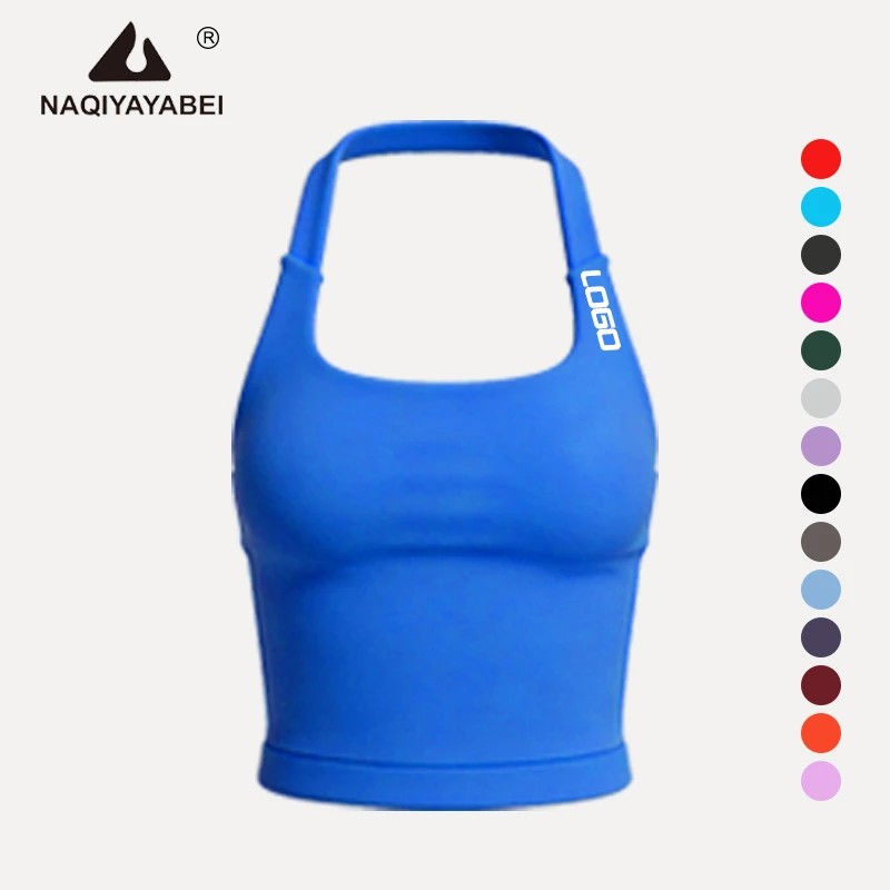 Women Seamless Impact Halter Top High Stretch Yoga Tank Top Fitness Gym Wear Ropa Deportiva Mujer