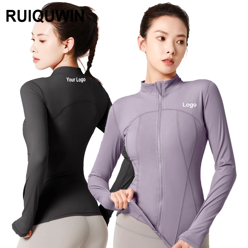RUIQUWIN Women's Zipper Tight-fitting Quick-drying Long-sleeved Top Yoga Sports Workout Jacket Running Fitness Clothes