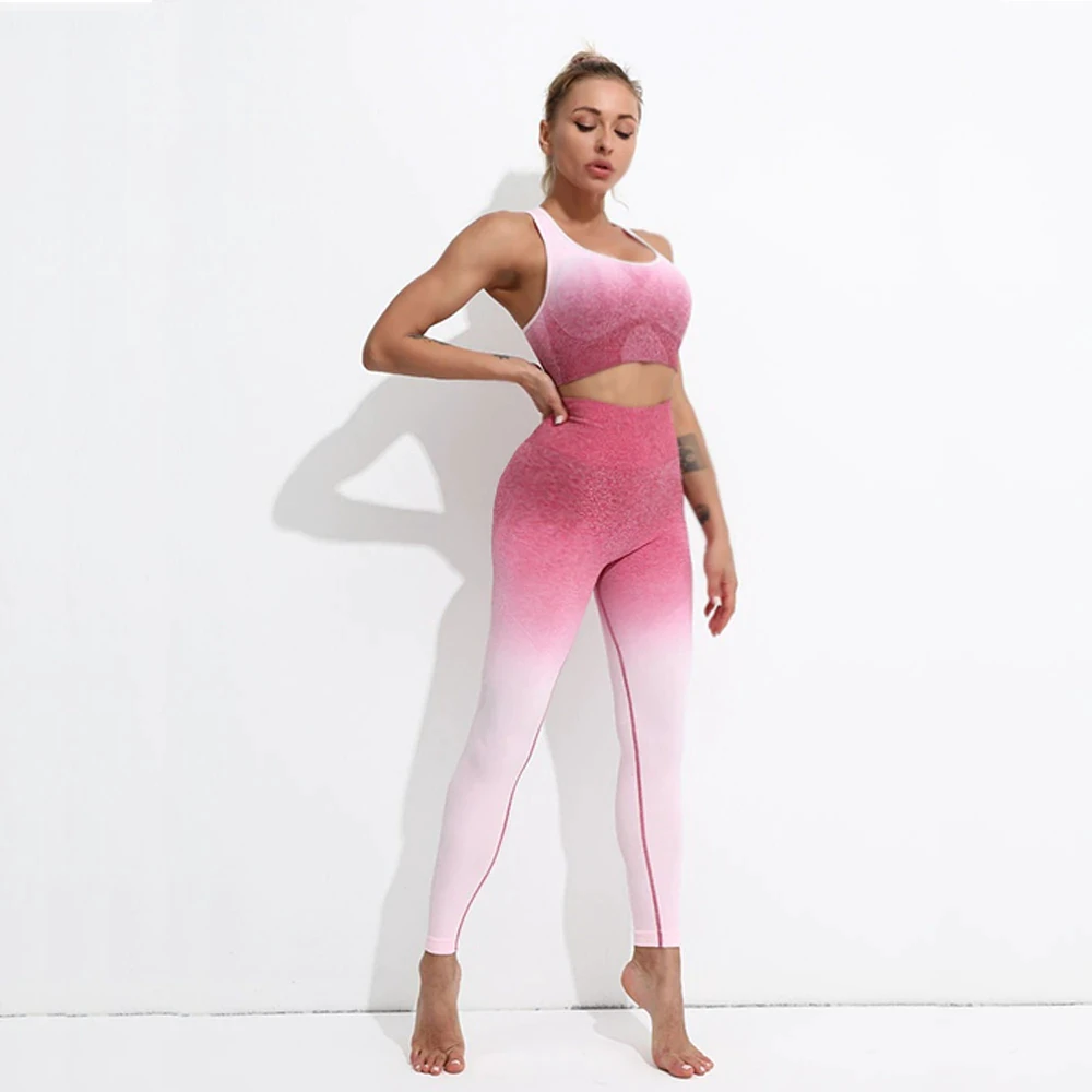 Women's Yoga Set Ribbed Solid High Waist Leggings One Strap Bra Hip Lifting Sports Fitness Wear