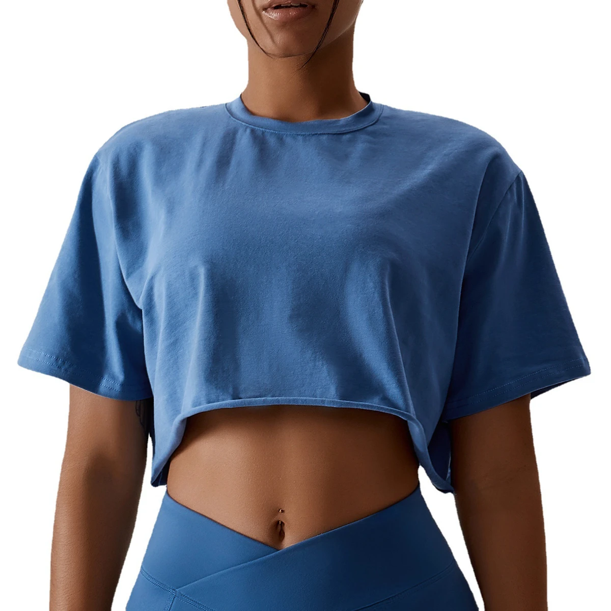Custom logo Outdoor Running Crop Short Sleeves Women's Cotton Yoga Casual Top Loose Fitting Sports T-Shirt for Women