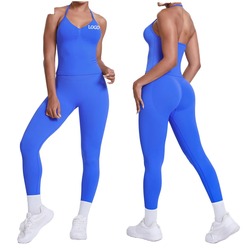 Wholesale High Quality 2 Piece Yoga Set for Women - Gym Clothes Sportswear with Yoga Wrap Top and High Waist Activewear Leggings