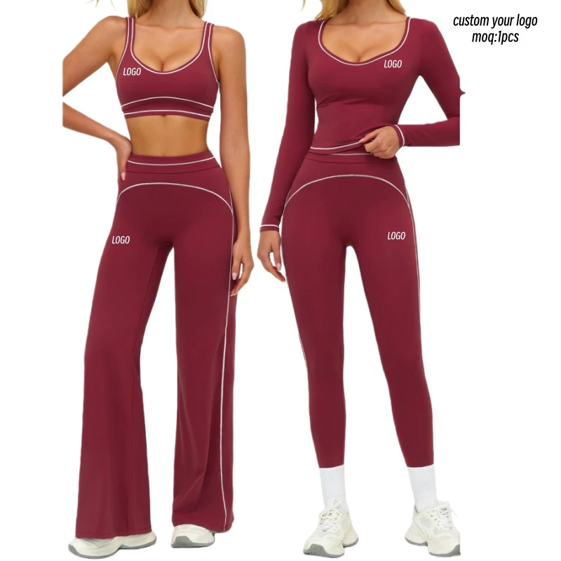 Aoyema 13-Year Factory Women's Sports Wear Suit MOQ 1pc Custom LOGO Elastic Slim-Fit Sports Wear Yoga Casual Fitness Set