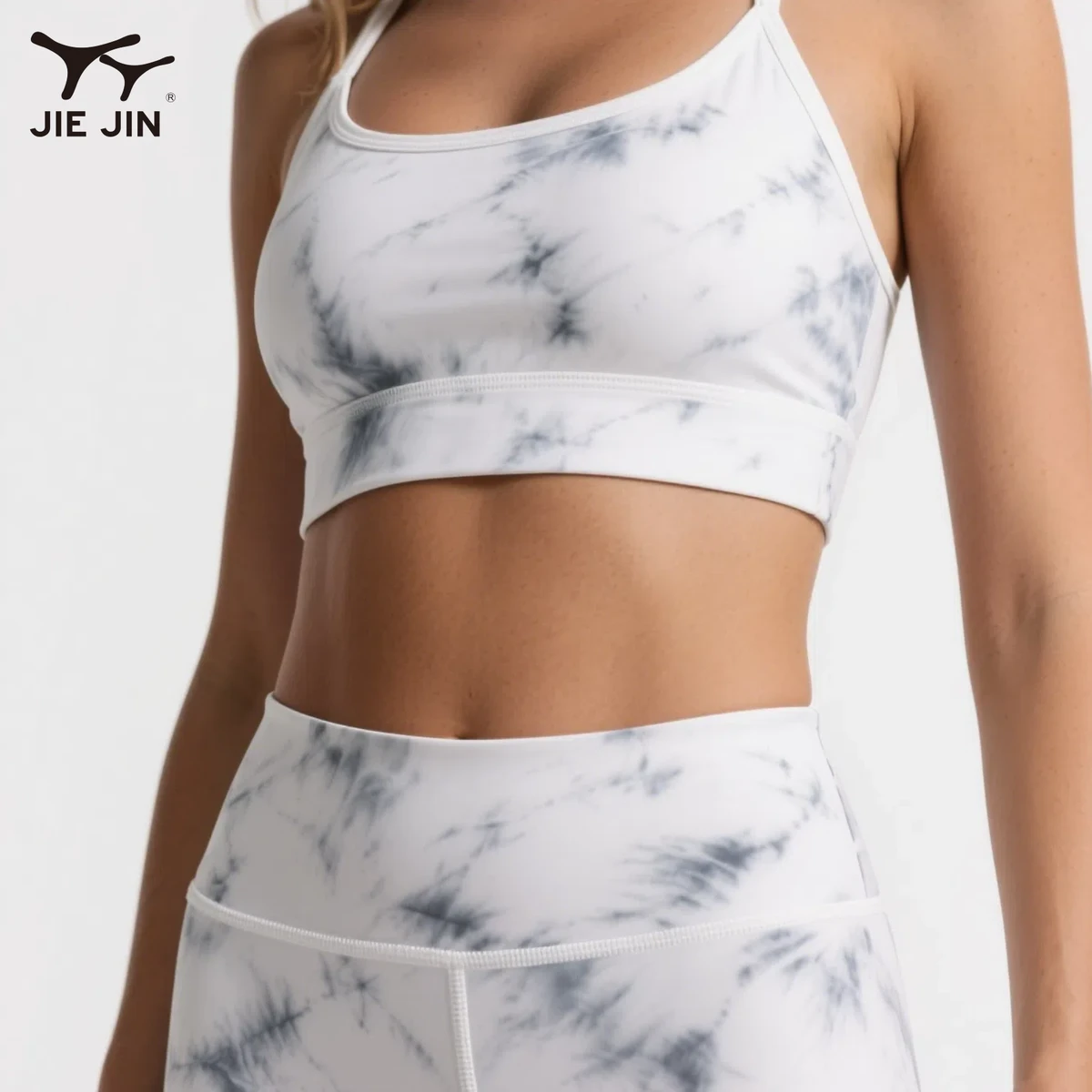 JIEJIN Custom logo Eco Friendly Fitness Two Piece Outdoor Women Tie Dye Yoga Active Wear Sets