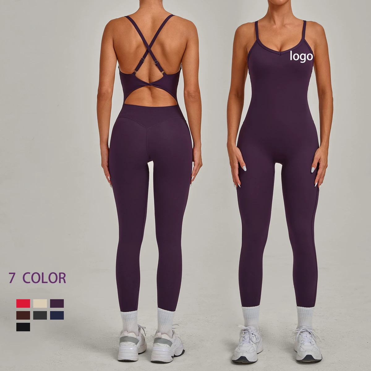 V Neck Cross Back Yoga Jumpsuit One Piece Tummy Control Butt Lift Women Yoga Jumpsuit Adjustable Strap Yoga Jumpsuits
