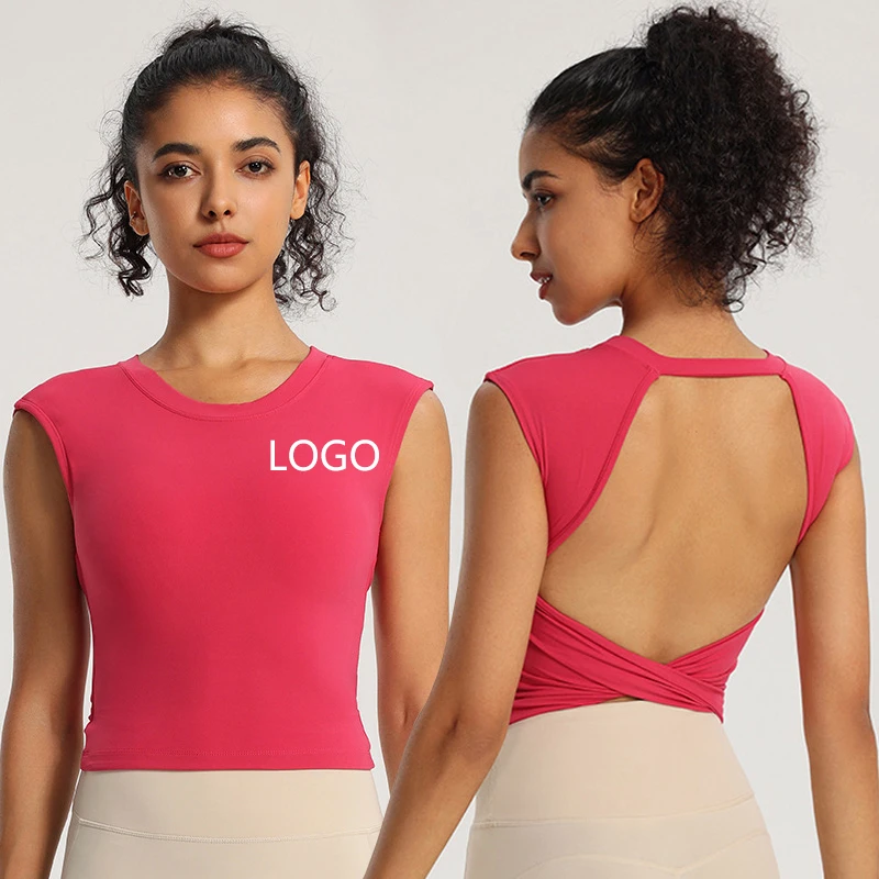 Women's Lightweight Breathable Yoga Top Sleeveless Sports Short for Outdoor Running Backless with Padded Plus Size Options