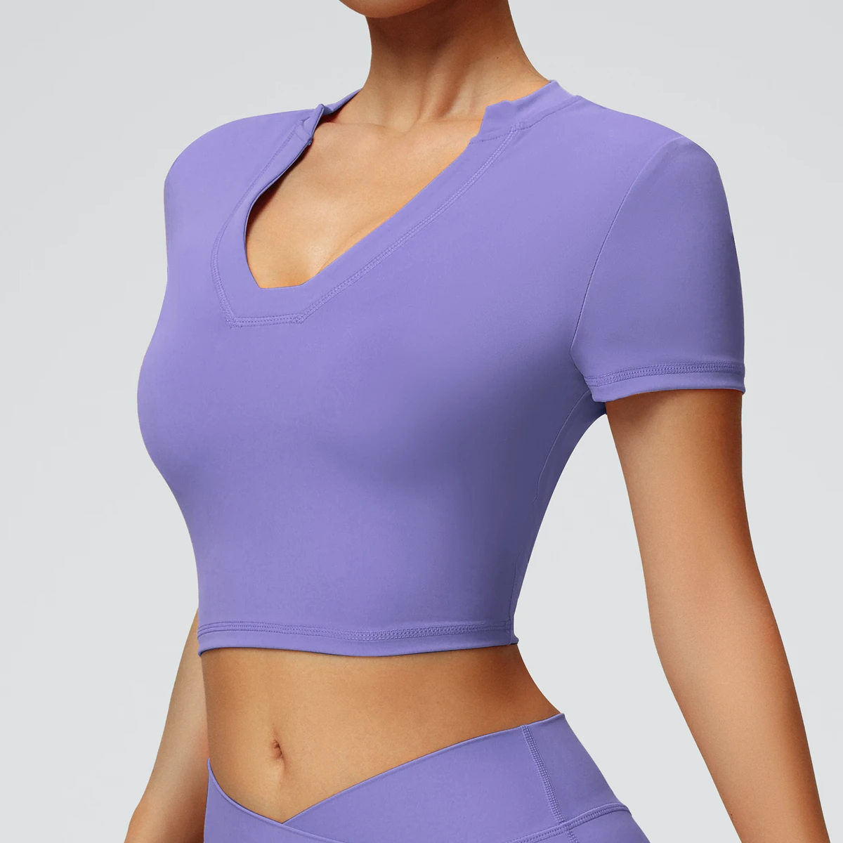 Promotional Softest Material Quick Dry Yoga T-Shirt and V-Neck Sports Top for Women Summer Casual Slim Fit Short Sleeve