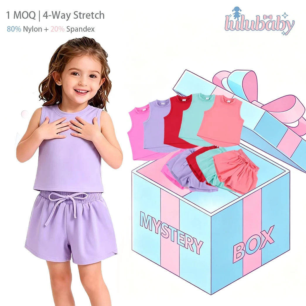 DH Best Value Girls Mystery Box Activewear Set CPC REACH Certified Kids Workout Outfit Surprise Nylon Spandex 2pc Athletic Set