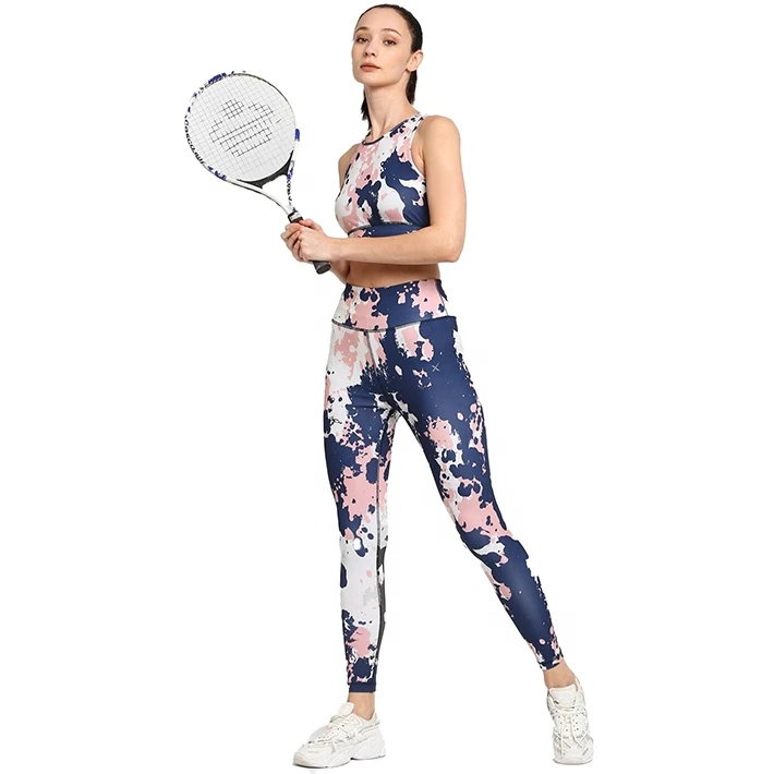 Gym Clothes for Women High Waist Yoga Sport Bra Workout Set Outfit Printed Yoga Set Fitness Women Printed Yoga Set
