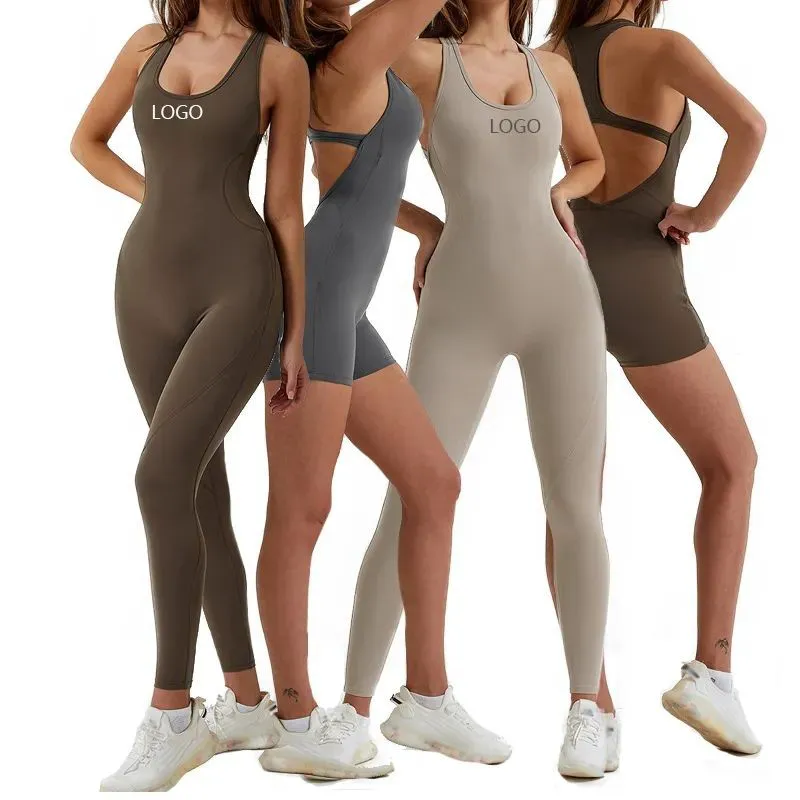 Spring Dance Seamless Plus Size Yoga Sets Fitness Sports Jumpsuit Regular Lightweight Quick Dry Sleeveless Breathable 2-Piece