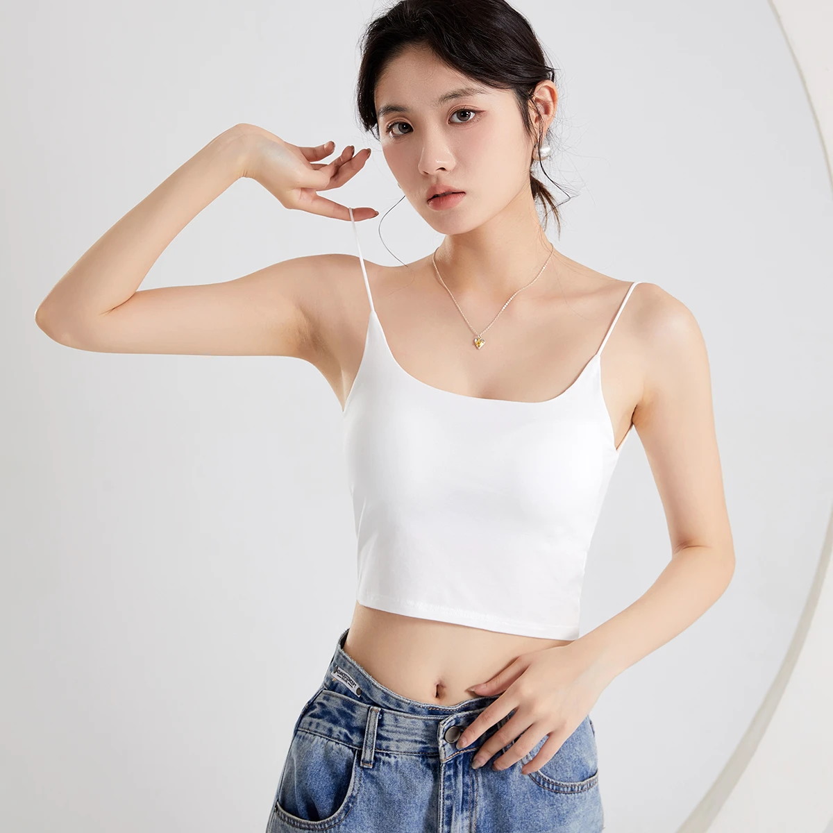 Custom Women's Tank Tops Summer Sexy Open Back Beauty Breathable Square Collar Camisole Padded One-Piece Yoga Top Casual Short