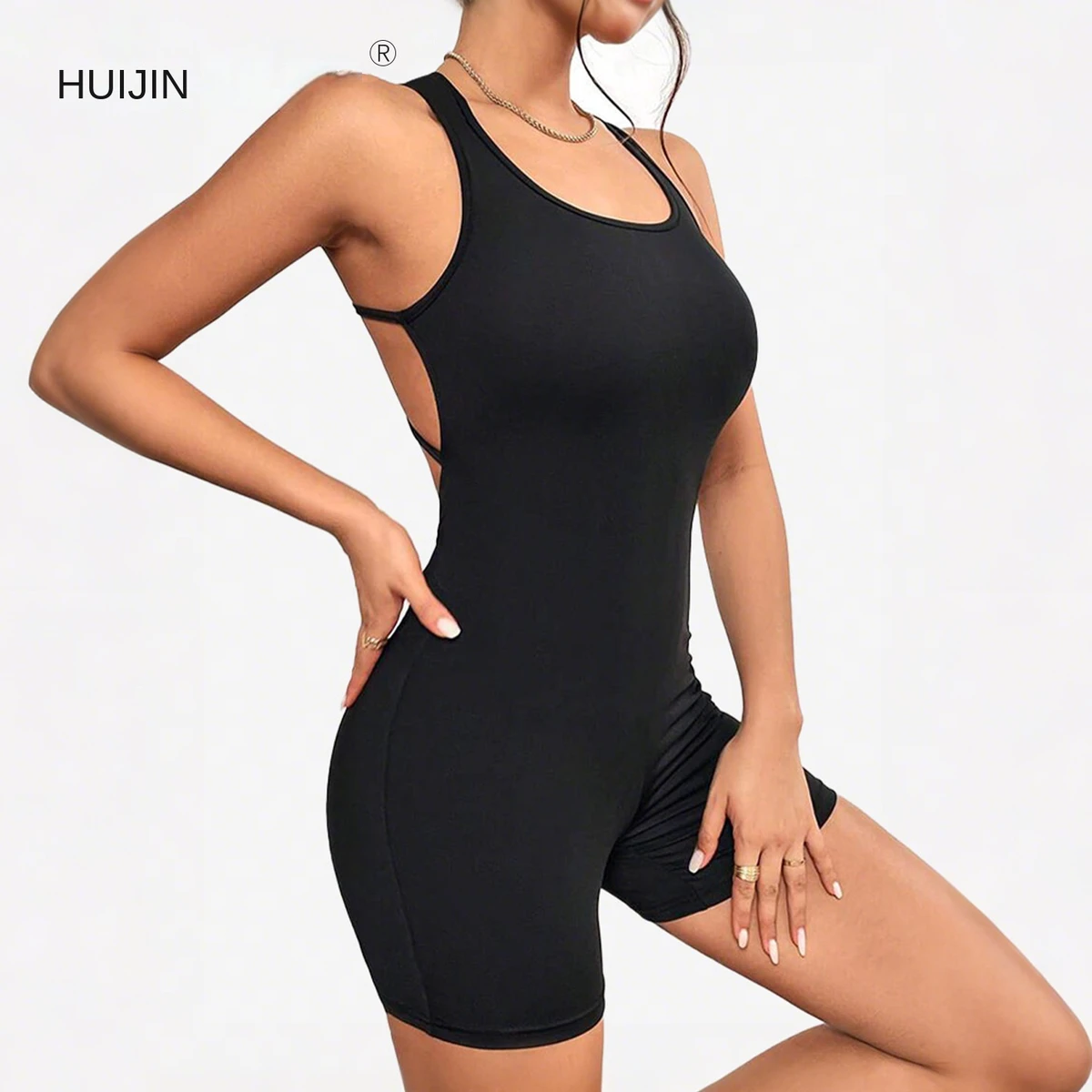 Cross-Border Hot-Selling Seamless Wrinkle-Resistant One-Piece Yoga Suit No-Cup Beautiful Back Cross-Shoulder Strap Quick-Drying