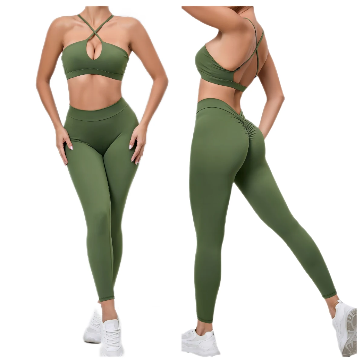 New Custom Logo Sports Wear Cross Back Top and Leggings for Women Lounge Wear 2 Piece Set Running Breathable Quick Dry Yoga Set
