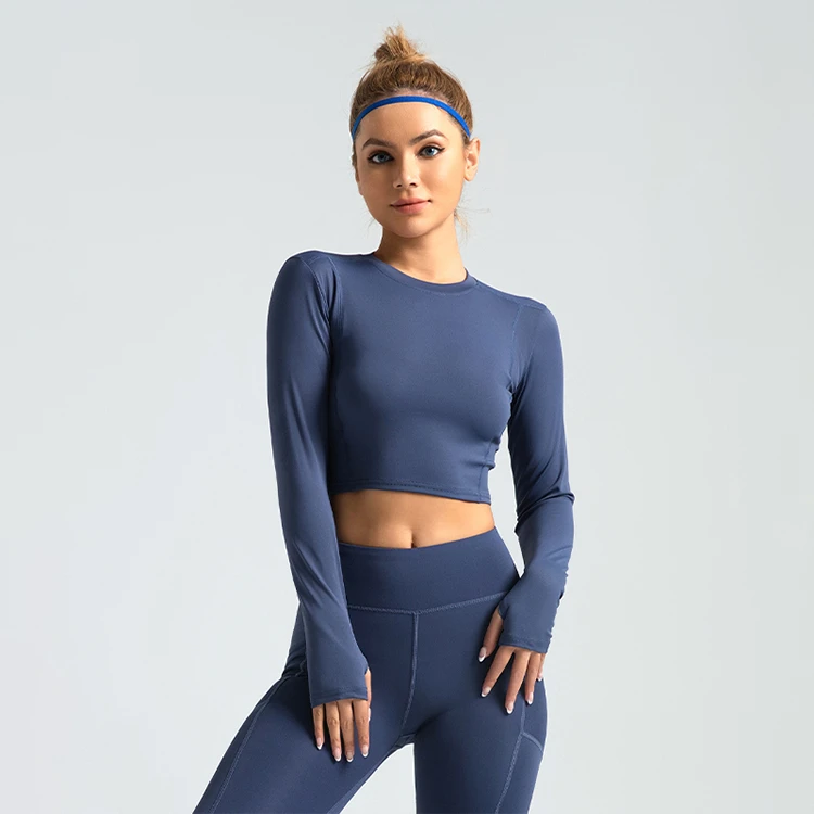 Women's Customized High Quality Seamless Yoga Top Long-Sleeved Quick Dry Stretch Fashion Exercise Clothing Breathable Feature