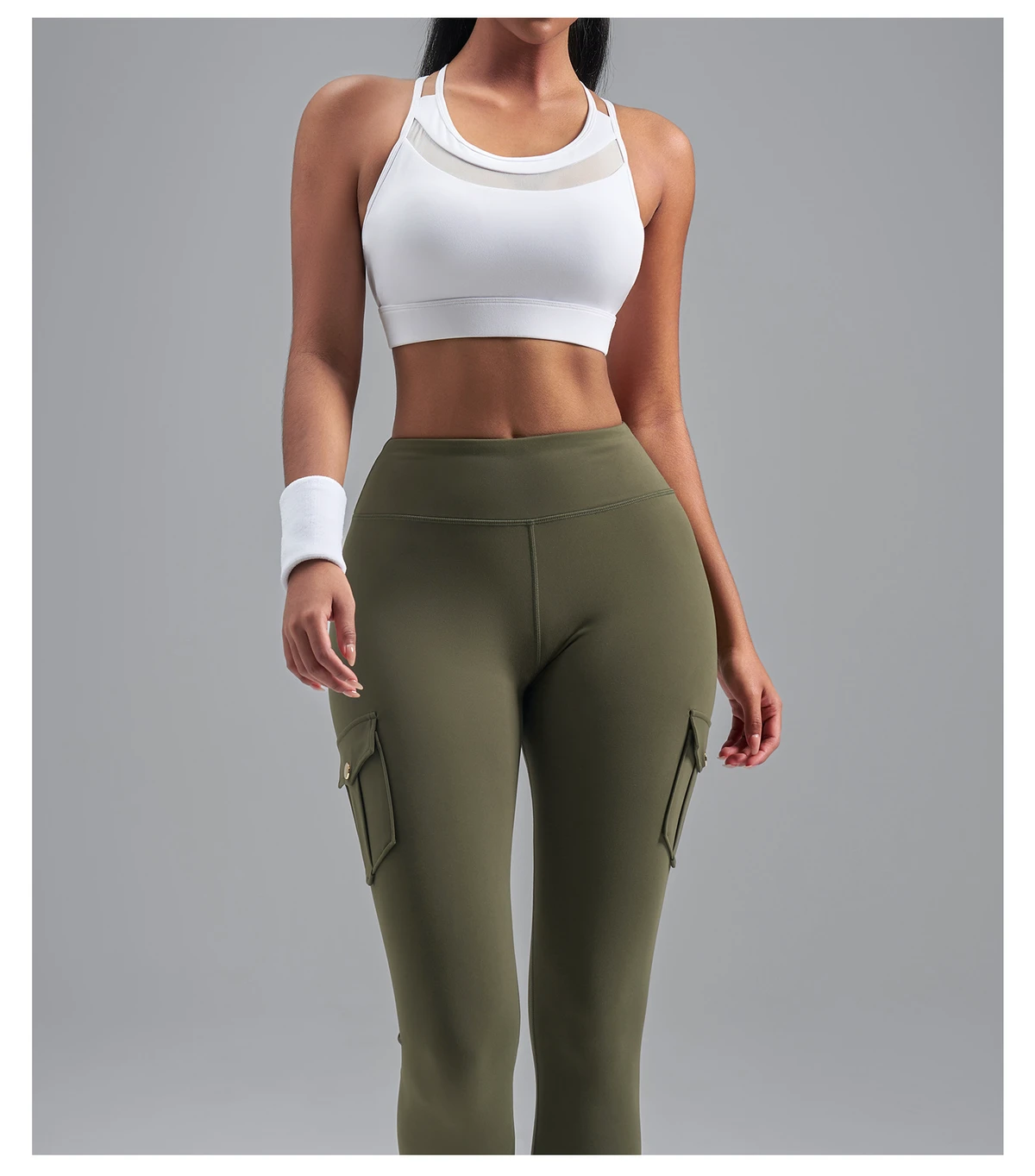 Seamless Mesh Sports Bra Women's Spandex/Nylon Crisscross Straps Cross Back Racerback Design Solid Shorts Front Quick Dry
