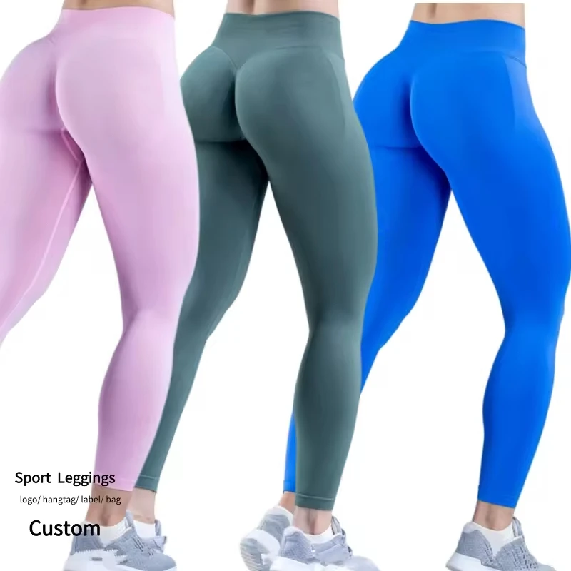 Women High Elastic Workout Yoga Sportswear Female Low Waist Seamless Leggings Lady Peach Hip Scrunch Butt Fitness Pants