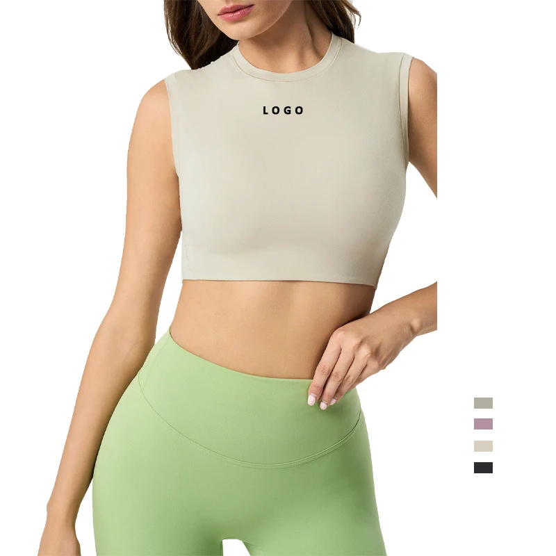 Wholesale Running Yoga Top for Women Fitness Yoga Wear Sports Bra Round Neck Breathable Gym Tank Top